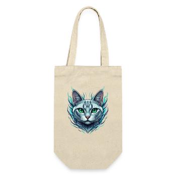 Aquamarine Cat Portrait - Gift Bag for Bottles - nature - Front