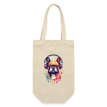Bouledogue français Frenchie avec des écouteurs - Sac à bouteille - nature - Devant