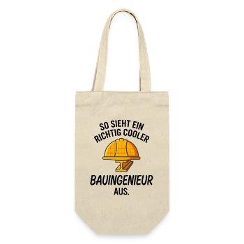 Cooler Bauingenieur Bauhelm Stahlträger Spruch - Geschenkbeutel für Flaschen - Natur - Vorne