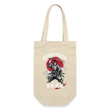 Miyamoto Musashi Samurai Motiv - Geschenkbeutel für Flaschen - Natur - Vorne