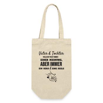 Vater & Tochter Ein Herz und eine Seele Geschenk - Geschenkbeutel für Flaschen - Natur - Vorne