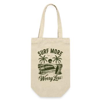 Surf More Worry Less Sommer Urlaub Wellen - Geschenkbeutel für Flaschen - Natur - Vorne