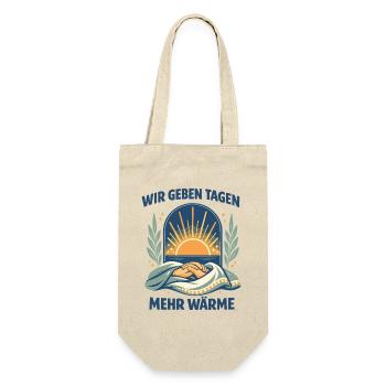 Wir geben Tagen mehr Wärme Altenpflege Herz - Geschenkbeutel für Flaschen - Natur - Vorne