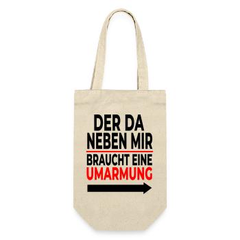 Umarmung: Rote Linie Schriftdesign - Geschenkbeutel für Flaschen - Natur - Vorne