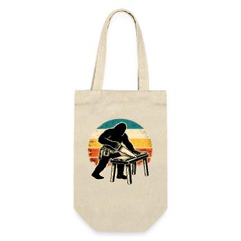 Bigfoot Schreiner im Retro Rainbow Tischler Vintag - Geschenkbeutel für Flaschen - Natur - Vorne