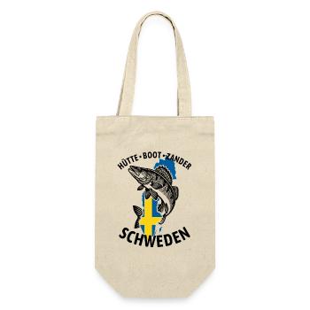 Hütte, Boot, Zander - Schweden | Angler Geschenk - Geschenkbeutel für Flaschen - Natur - Vorne