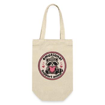 Kuscheltier-Waschbär Herzmotiv - Geschenkbeutel für Flaschen - Natur - Vorne