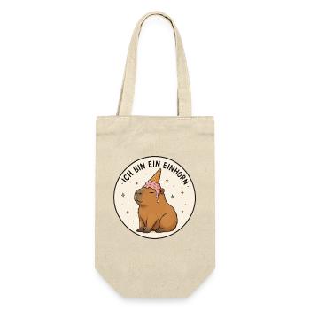 Capybara Einhorn - Geschenkbeutel für Flaschen - Natur - Vorne