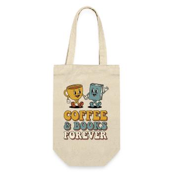 Coffee Books Good Moods Retro Leseratte - Geschenkbeutel für Flaschen - Natur - Vorne
