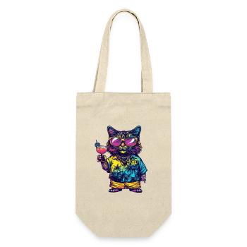 Katze Comic Sommer - Geschenkbeutel für Flaschen - Natur - Vorne