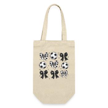 Coquette Football: Schleifen- und Luftballonsmuster - Geschenkbeutel für Flaschen - Natur - Vorne
