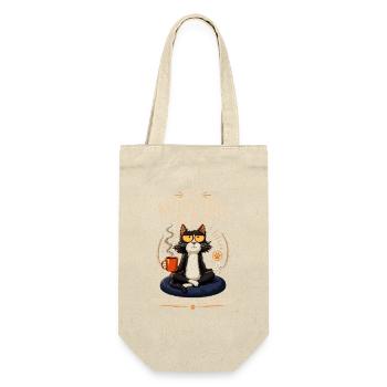 Morgenkatze: Kaffee Zen - Geschenkbeutel für Flaschen - Natur - Vorne