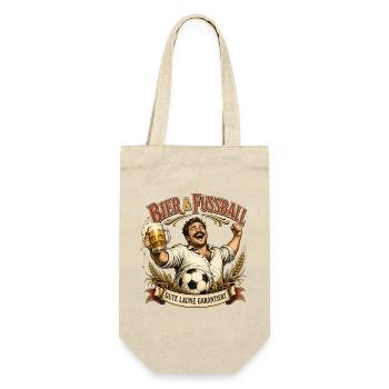 Bier & Fußball Jubler - Geschenkbeutel für Flaschen - Natur - Vorne