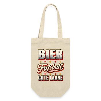 Bier Fußball Gute Laune - Geschenkbeutel für Flaschen - Natur - Vorne