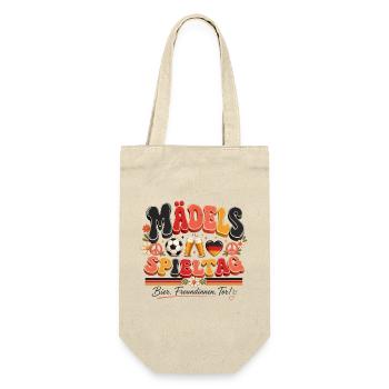 Mädels Spieltag – Bier & Fußball - Geschenkbeutel für Flaschen - Natur - Vorne