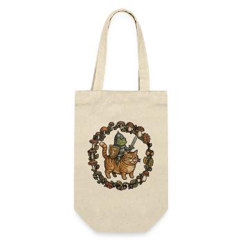 Medieval Frog On Cat Ren Faire Medieval Knight - Geschenkbeutel für Flaschen - Natur - Vorne