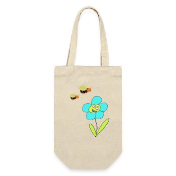 Fröhliche Blaue Blume Insekt Bienen - Geschenkbeutel für Flaschen - Natur - Vorne