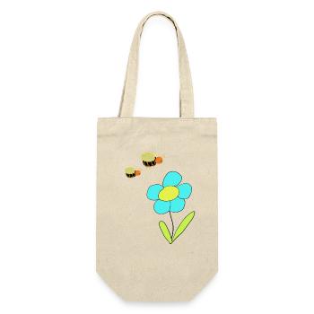 Flower with Bees – Cheerful Drawing - Gift Bag for Bottles - nature - Front