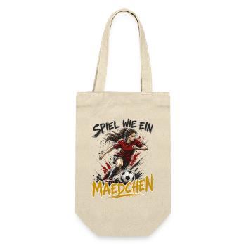 Spiel wie ein Mädchen Fußballheldin - Geschenkbeutel für Flaschen - Natur - Vorne