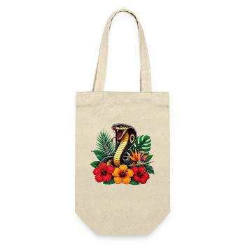 Schlange im Tropenblütenpark - Geschenkbeutel für Flaschen - Natur - Vorne