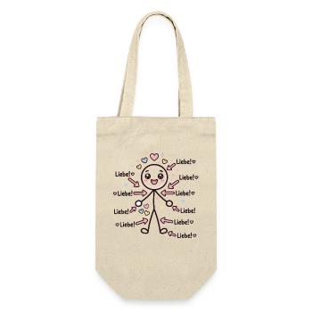 Strichmännchen Liebe Herz - Geschenkbeutel für Flaschen - Natur - Vorne