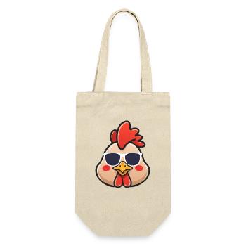 Cooles Huhn mit Sonnenbrille Witziges Bauernhoftier - Geschenkbeutel für Flaschen - Natur - Vorne