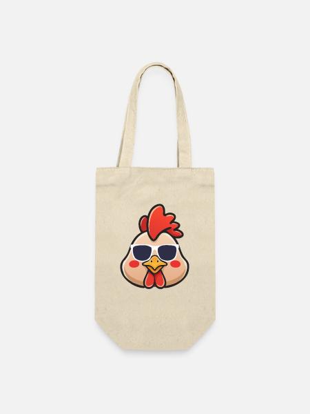 Cooles Huhn mit Sonnenbrille Witziges Bauernhoftier - Geschenkbeutel für Flaschen - Natur