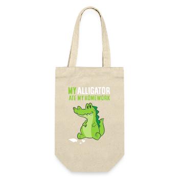 Alligator-Hausaufgaben-Unfug - Geschenkbeutel für Flaschen - Natur - Vorne