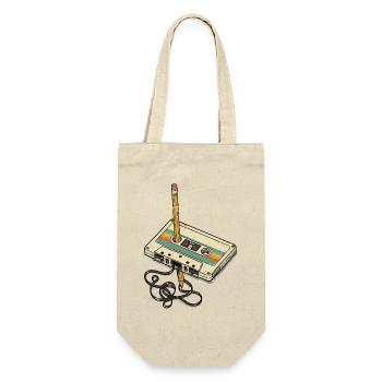 Kassette 90er Jahre Outfit 80er Party 90s Motto - Geschenkbeutel für Flaschen - Natur - Vorne