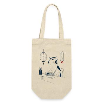 Ramen & Chill Katze - Geschenkbeutel für Flaschen - Natur - Vorne