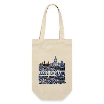 Leeds England Skyline With Crowded Urban - Geschenkbeutel für Flaschen - Natur - Vorne