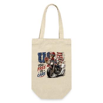  USA Too Free To Care Biker Hahn Motorrad Freedom - Geschenkbeutel für Flaschen - Natur - Vorne