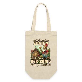 König des Schrebergartens Gartenzwerg Kleingarten  - Geschenkbeutel für Flaschen - Natur - Vorne