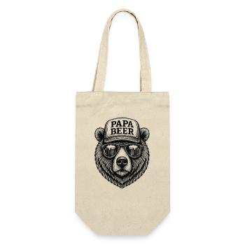 Papa Beer Vater Bär Bier Humor Geschenkidee - Geschenkbeutel für Flaschen - Natur - Vorne