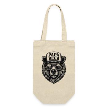 Papa Beer Vater Bär Bier Humor Geschenkidee - Geschenkbeutel für Flaschen - Natur - Vorne