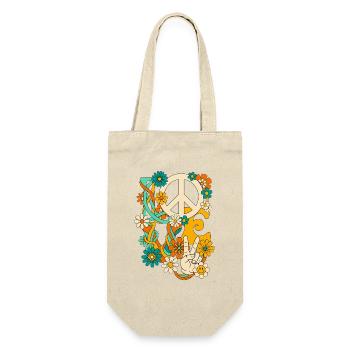 Love Peace Flowers Groovy Retro Hippie - Gift Bag for Bottles - nature - Front