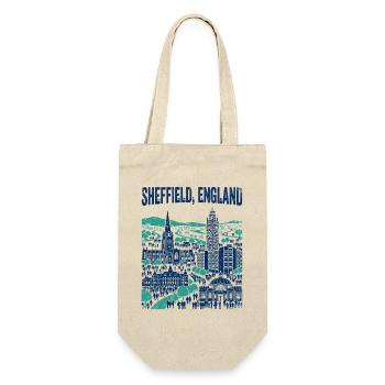 Sheffield England City Skyline With Landmarks - Geschenkbeutel für Flaschen - Natur - Vorne