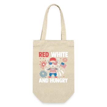 Patriotic Raccoon American Flag Trash Panda - Geschenkbeutel für Flaschen - Natur - Vorne