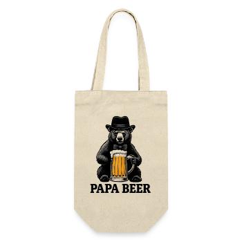 Papa Beer Vater Bär Bier Humor Geschenkidee - Geschenkbeutel für Flaschen - Natur - Vorne