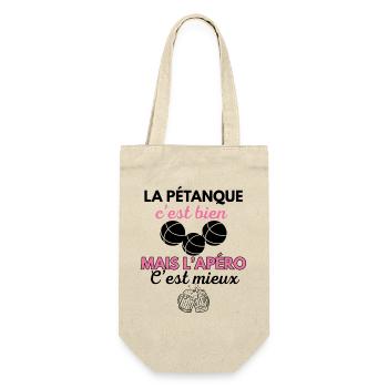 La Pétanque c'est bien mais l'apéro c'est mieux - Sac à bouteille - nature - Devant