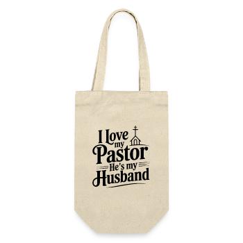 I Love My Pastor He's My Husband - Gift Bag for Bottles - nature - Front