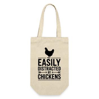 Hühner Sprüche Huhn Lustiges Hühner Geschenk - Geschenkbeutel für Flaschen - Natur - Vorne