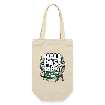 Funny Gift Shirts, Hall Pass Energy Teacher Mode - Geschenkbeutel für Flaschen - Natur - Vorne