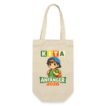 Kita Anfänger 2026 Schulstart mit Rucksack - Geschenkbeutel für Flaschen - Natur - Vorne