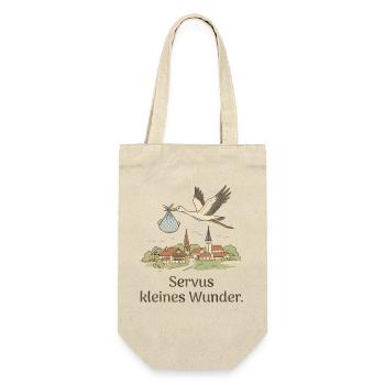 Servus Kleines Wunder Storch - Geschenkbeutel für Flaschen - Natur - Vorne