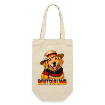 Deutschland Hund mit Sommerhut - Geschenkbeutel für Flaschen - Natur - Vorne