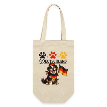 Deutschland Hund mit Flagge Pfoten - Geschenkbeutel für Flaschen - Natur - Vorne
