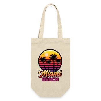 Miami Strand Sonnenuntergang mit Palmen - Geschenkbeutel für Flaschen - Natur - Vorne