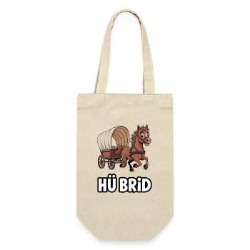  HÜ BRID Lustiges Pferd Mit Planwagen Wortspiel - Geschenkbeutel für Flaschen - Natur - Vorne