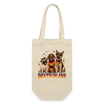 Drei Hunde Deutschland Flaggenlook - Geschenkbeutel für Flaschen - Natur - Vorne